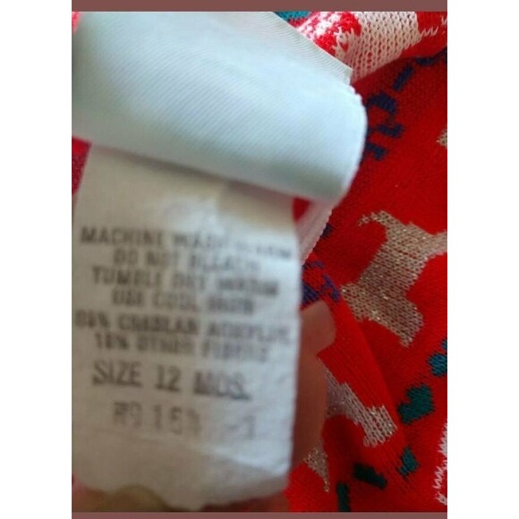 Vintage Girls Sweater Dogs Bears Red white12 months top Christmas Bull Frog - Picture 3 of 4